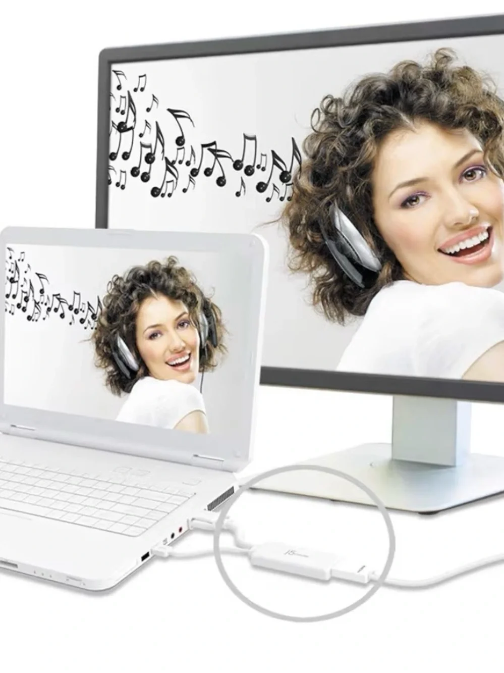 White VGA to USB Adapter Cable
